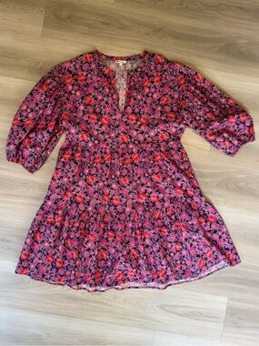 Sundry
For Evereve
 Floral Tiered Dress in Pink and Red
Size: 2